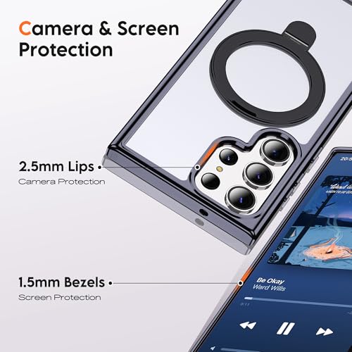Clear Case for Samsung Galaxy S24 Ultra with Stand 6.8",Black - color: Black, size: Samsung Galaxy S24 Ultra