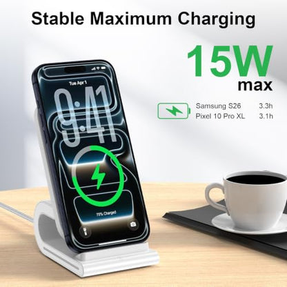 Samsung Wireless Charger Stand Android Wireless Desk Phone Charging Station - color: White