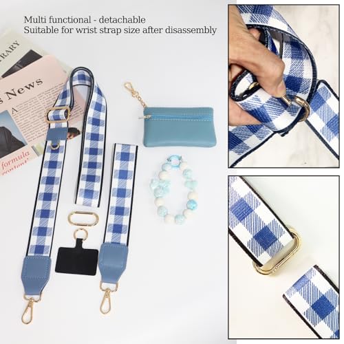 Phone Strap with Zippered Pouch, Clip and Go Strap for Phone with Wallet Crossbody, Adjustable Crossbody Phone Strap-1 - color: Bohemian White