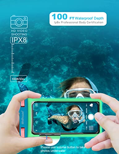 wellhouse Waterproof Phone Pouch, Waterproof Phone Case for iPhone 17 16 15 14 13 Pro Max XS Samsung, IPX8 3D Cellphone Dry Bag Beach Essentials (1 Pack - Luminous Blue7.0, 7 inch) - color: 1 Pack - Luminous Blue7.0"