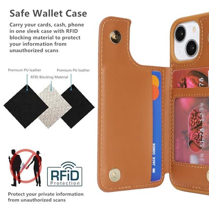 iCoverCase Compatible with iPhone 13 Mini Case with Card Holder, Wallet Phone Case for Women Men RFID Blocking PU Leather Protective Case 5.4 Inch (Light Brown) - color: Light Brown