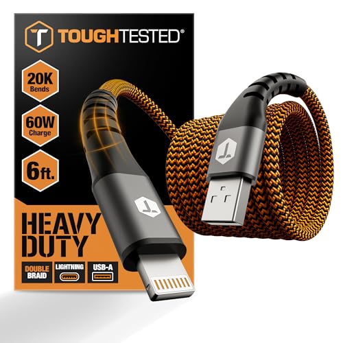 ToughTested 6FT USB to Lightning Cable, MFi Certified Braided 3A