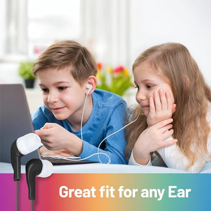 JustJamz Ear Buds Jelly Roll - Pack of 10 Colorful in-Ear Earbuds - Kids Headphones - for Tablets, PC, Laptop, Desktop,Computers and Smartphones