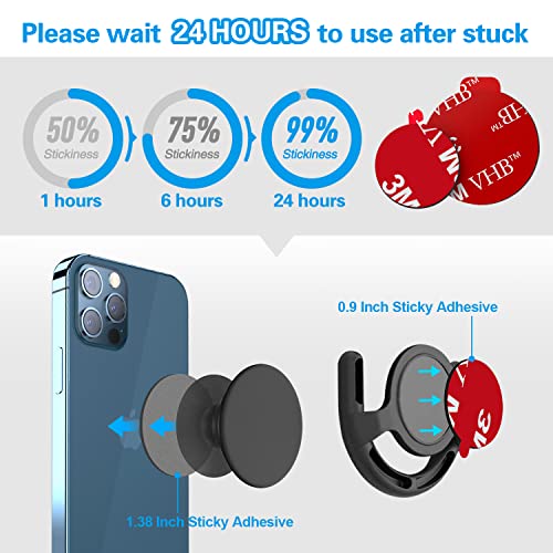 Sticky Adhesive Replacement Parts for Pops Socket Base, 6pcs 1.38 Circle Double Sided Tape for Collapsible Grip Stand's Back, 2pcs Sticker Pads for Car Socket Mount & Cell Phone Magnetic Holder