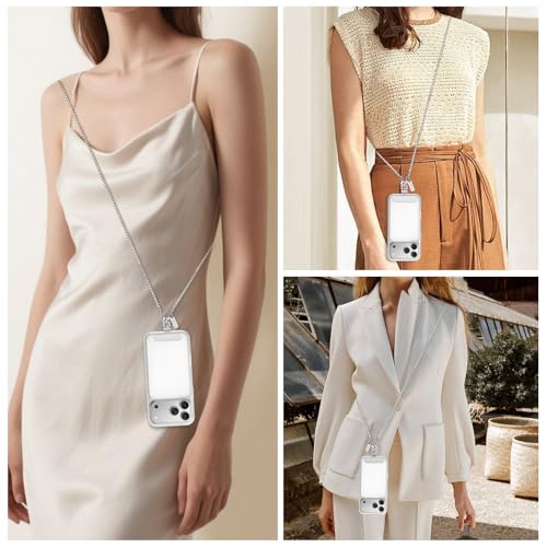 Dadanism Universal Phone Lanyard Crossbody, Silver - color: Silver, size: 128 cm