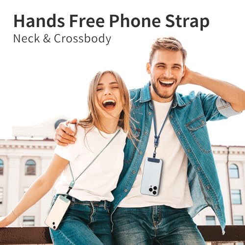 EKAX Phone Lanyard, 1x Customizable Crossbody Neck Phone Strap, 1x Removable PU Leather Tab, Hands-Free Holder for Cell Phones, Earphones, Badges & Keys, Travel Essentials Accessories (Rose Pink) - color: Rose Pink