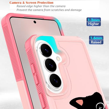 for Samsung Galaxy S26 5G Case: Cute Flowers Floral Design for Girls Women Slim Soft TPU Bumper Shockproof Silicone Cell Phone Cover (Cat Ear) - color: Fun Cat Ear