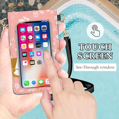 Small Crossbody Bags for Women Touchscreen Cell Phone Bag Cross Body Purses with adjustable Strap,Gifts For Teenage Girls - color: Pink Peaceful Home Cat