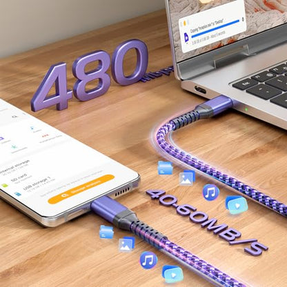 HEPU USB C to USB C Cable, 60W Fast Charging C Cord 5-Pack[3/3/3/6/6FT]