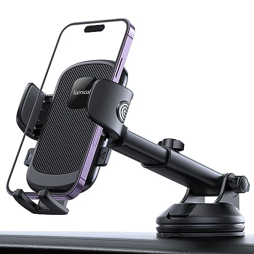 Lamicall Car Phone Holder Military-Grade Suction Cup Dashboard Windshield - color: NEW Upgraded - Dark Grey