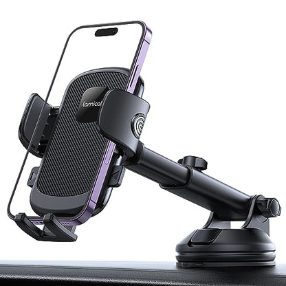 Lamicall Car Phone Holder Military-Grade Suction Cup Dashboard Windshield - color: NEW Upgraded - Dark Grey