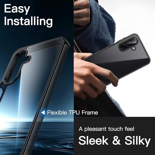 JETech Case for Samsung Galaxy A17, Anti-Yellowing, Black | Shockproof Protection, Scratch Resistant Hard PC Back, Durable Transparent TPU Bumper - color: Black, size: Galaxy A17