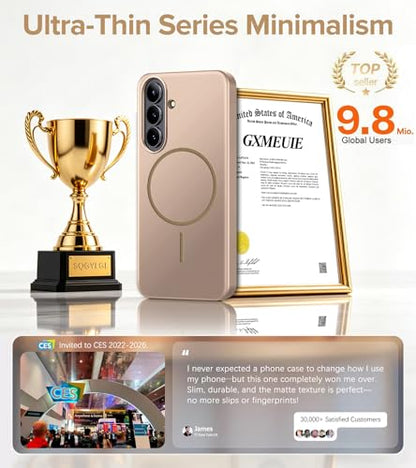 Ultra Thin Case for Samsung Galaxy S26, Silky Touch Anti-Fingerprint, Slim Hard PC Matte Cover Compatible with Mag-Safe Anti-Scratch Shockproof Protective Cases for Samsung S26 5G (Gold) - color: Gold