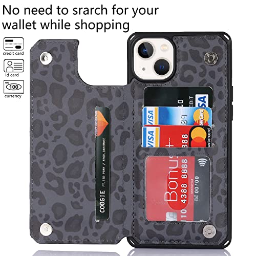 Cavor for iPhone 14 Wallet Case with Card Holder for Women Men, Black - color: E-Black