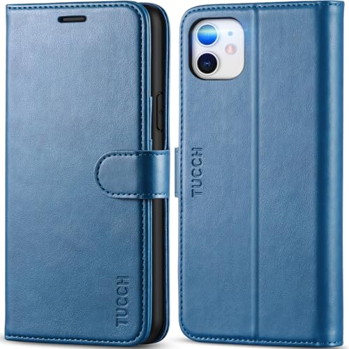 TUCCH Case Wallet for iPhone 11 (6.1") 2019, RFID Blocking Folio, Lake Blue | 3 Card Holders, Kickstand, PU Leather, Magnetic Closure, Shockproof TPU Shell, Protective Flip Cover - color: Lake Blue