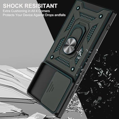 for Galaxy Note 20 Ultra Case, with Self Healing Flexible TPU Screen Protective [2 Pack] & Slide Camera Cover, 360°Rotation Ring Kickstand [Military Grade] Case. (Green) - color: N-Green