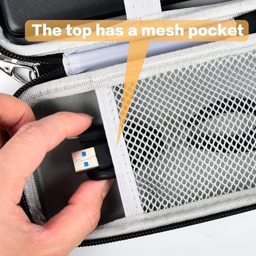 Power Bank Case for Anker 313/523 10000mAh Portable Charger, Hard Shell | Black Case with Elastic Strap, Mesh Cable Pocket and Hand Strap, Compact Storage for Work, Daily Carry and Travel, Case Only