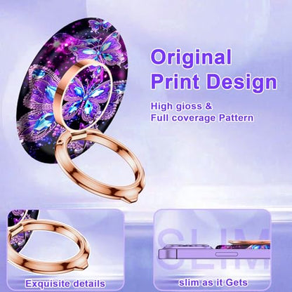 Magnetic Phone Ring Holder for MagSafe Grip,[Super Magnet],Stylish 360° Rotation Cell Phone Grip Stand Finger Ring Kickstand for iPhone 17 16 15 14 Pro Max,iPad and Smartphones,Butterfly - color: Butterfly