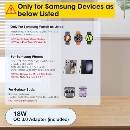 Wireless Charger for Samsung/Android, 6 in 1 Phone Nightstand Charging Station Charger with Alarm Clock/Night Light for Samsung S26/S25/S24 Ultra/Buds4,Watch Charger for Galaxy Watch 8/7/6/5 - color: Pearl