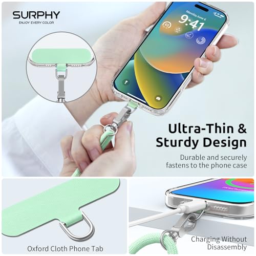 SURPHY Phone Lanyard Crossbody, Phone Strap Crossbody with 2 Tether Tabs - color: Green