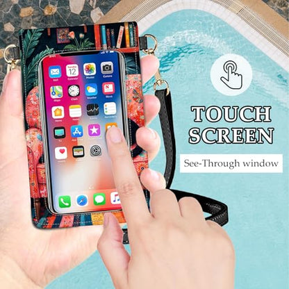 Small Crossbody Bags for Women Touchscreen Cell Phone Bag Cross Body Purses with adjustable Strap,Gifts For Teenage Girls - color: Black Cat Floral Sofa