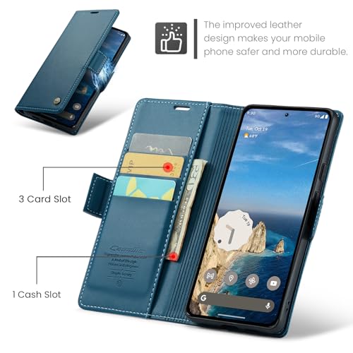 Wallet Case for Google Pixel 10/Google Pixel 10 Pro, Magnetic Flip Case with RFID Blocking Card Holder Kickstand for Women Men, Shockproof Durable Protective Phone Cover (Blue) - color: Blue