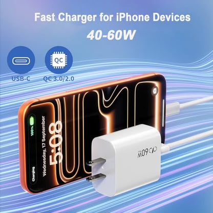 iPhone 17/16 Fast Charger Block,40W Dynamic Fast Charger Plug with 60W Max - color: White-One Port