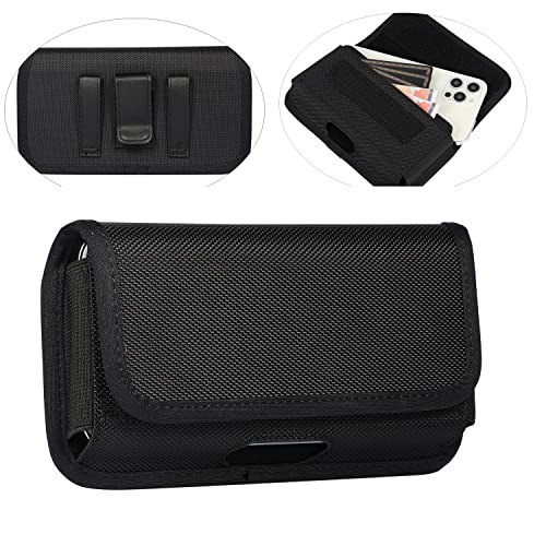 Holster for Samsung Galaxy S26+ S25+ S24 S23 FE Plus A15 A37 A36 A57 | Phone Belt Case for iPhone 17 16 15 Pro Max / Plus, Moto G Stylus 5G, Pixel 10 Pro XL, Horizontal Belt Holder with Clip Loop - size: Large