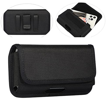 Holster for Samsung Galaxy S26+ S25+ S24 S23 FE Plus A15 A37 A36 A57 | Phone Belt Case for iPhone 17 16 15 Pro Max / Plus, Moto G Stylus 5G, Pixel 10 Pro XL, Horizontal Belt Holder with Clip Loop - size: Large