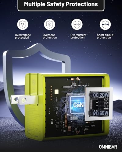 65W USB C Charger Block, 3-Port GaN Fast Wall Charger, Green - color: Lime Green