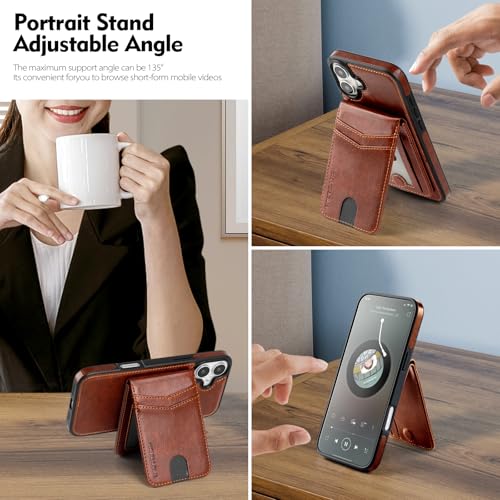 SkyEagle Compatible with MagSafe iPhone 16 Plus Wallet Case,Brown | Detachable Magnetic Credit Card Holder,RFID Blocking,PU Leather,Kickstand,Flip Phone Case,Shockproof Cover for Men & Women - color: Brown, size: iPhone 16 Plus - 6.7"