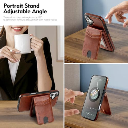 SkyEagle Compatible with MagSafe iPhone 16 Plus Wallet Case,Brown | Detachable Magnetic Credit Card Holder,RFID Blocking,PU Leather,Kickstand,Flip Phone Case,Shockproof Cover for Men & Women - color: Brown, size: iPhone 16 Plus - 6.7"