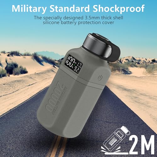 20,000mAh Rugged Power Bank with Fast Charge USB-C PD, IP68 Waterproof Shockproof, Includes 420lm Bright Camping Lantern, Tactical Outdoor Charger for Hiking Camping Survival Emergency（Grey） - color: Grey