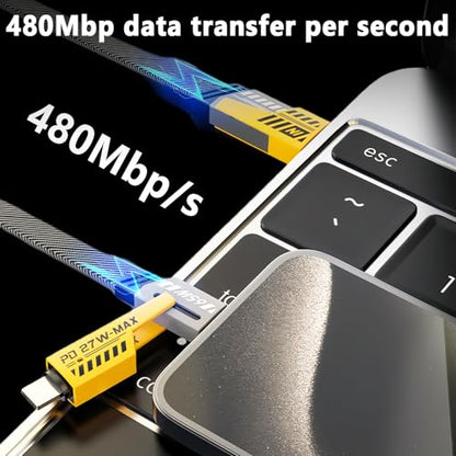 2Pcs 4 in 1 Charging Cable,USB A/C to C/L, 6.6FT, USB C to L Charging cable