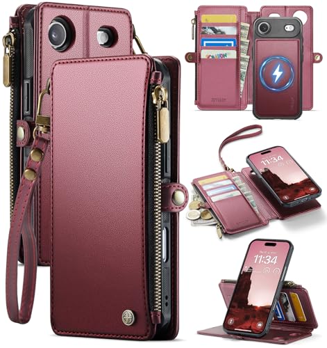for iPhone 17 Air - Phone Case Wallet Magnetic Detached, Burgundy - color: Burgundy, size: iPhone Air