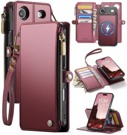 for iPhone 17 Air - Phone Case Wallet Magnetic Detached, Burgundy - color: Burgundy, size: iPhone Air