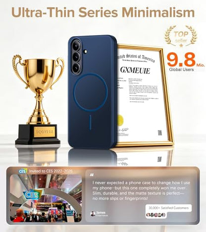 Ultra Thin Case for Samsung Galaxy S26, Silky Touch Anti-Fingerprint, Slim Hard PC Matte Cover Compatible with Mag-Safe Anti-Scratch Shockproof Protective Cases for Samsung S26 5G (Blue) - color: Blue
