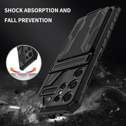 for Samsung Galaxy S21 Ultra Wallet Case with Card Holder, Black | Detachable Card Holder, Built-in Kickstand, with Screen Protectors - Soft 2 Pack, Military Grade, Full Body Shockproof - size: for Galaxy S21 Ultra - 6.8''