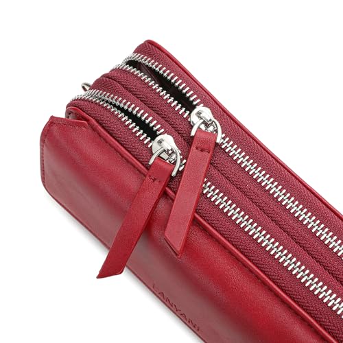 RFID Crossbody Wallet Wristlet Purse with Phone Pocket For Women Vegan Leather - color: B-wine