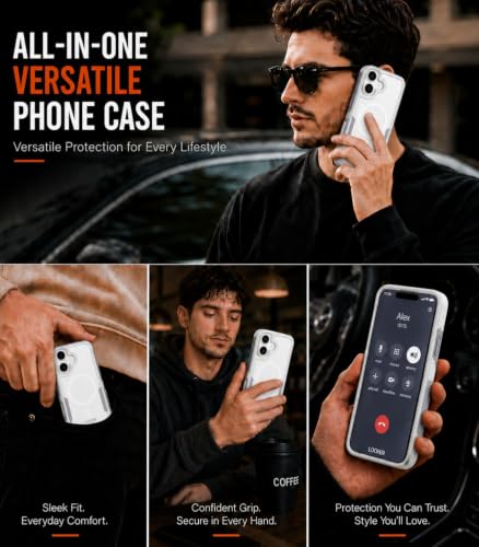 LOOXER® Heavy Duty Rugged Magnetic Case for iPhone 17 (6.3”) | Military Grade Shockproof Protection,MagSafe Compatible+ Tempered Glass Included (White, 17) - color: White, size: 17