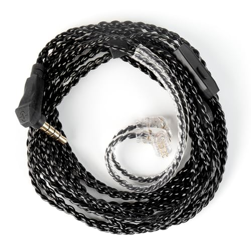 KZ ZS10 PRO in Ear Monitor Earphone Cable, 2Meter Long IEM Cable with Mic, CCZ 4N OFC Braided Twisted Replacement Headphone Extension Wire QDC-Pins for KZ ZSN PRO X/ZS12 PRO X (QDC 3.5MM, with Mic) - color: Dark, size: 2PIN-C 3.5MM, with Mic, style: 2M Lo