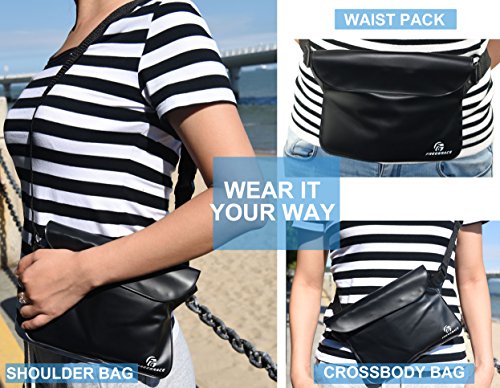 Freegrace Waterproof Pouches with Waist Strap / Pouch Case Bundle Set- Keep Your Phone & Valuables Dry and Safe - Waterproof Dry Bags for Boating Swimming Snorkeling Kayaking Beach Water Parks Pool - color: Black + Blue