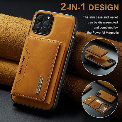Leather Wallet Phone Cases Compatible with iPhone 14 Pro Max Case with Card Holder Men 6.7'' 2 in 1 Detachable Back Cover (Brown, IP 14 Pro Max) - color: Brown, size: IP 14 Pro Max
