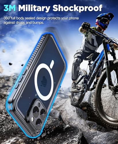 Beeasy for iPhone 15 Pro Max Waterproof Case with Magsafe, IP68 Underwater Military Grade, Phone Case with Shockproof, Dustproof, Rugged 360 Full Body Protection Cover with Built-in Screen Protector - size: iPhone 15 Pro Max (6.7")