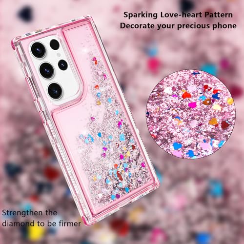 Designed for Samsung Galaxy S25 Ultra Case with Liquid Glitter, 3-in-1 Military-Grade Protection & Sparkling Quicksand, Clear Anti-Yellowing Bling Galaxy S25 Ultra Case for Women 6.9”