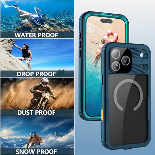 for iPhone 17 Pro Max Waterproof Phone Case IP68 Full Body - color: Cyan-Teal, size: iPhone 17 Pro Max 6.9 inch