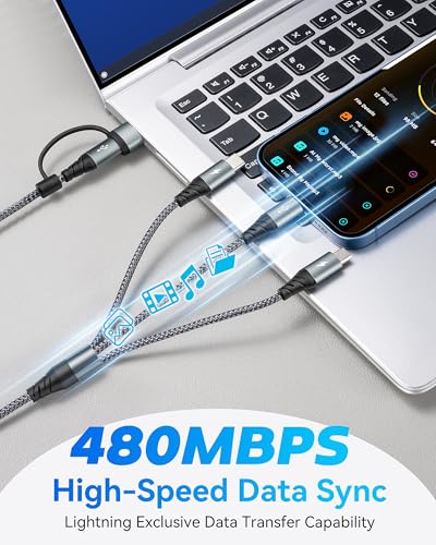 5 in 1 Multi Charging Cable, USB A/C Multiple Charging Cords for All Device