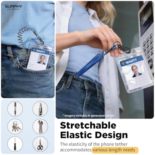 SURPHY Anti Theft Phone Strap, Phone Lanyard, Sturdy Steel Wire Keychain - color: P2- Blue & Black