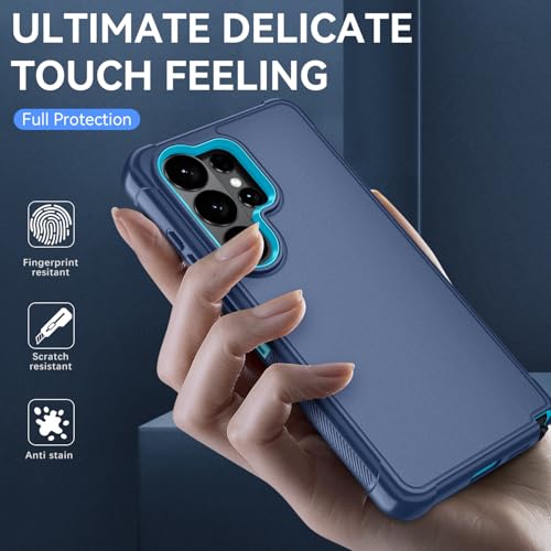 for Samsung Galaxy S26 Ultra Case with HD Screen Protector, 3-Layer Shockproof Military Grade Full Body Protection, Heavy Duty Hybrid Protective Phone Cover (Blue/Glacier Blue) - color: Blue/Glacier Blue