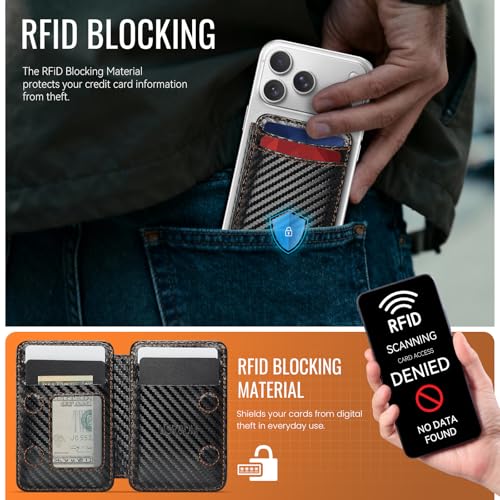 for Magsafe Wallet Magnetic RFID Blocking Card Holders, Carbon Black - color: Carbon Black